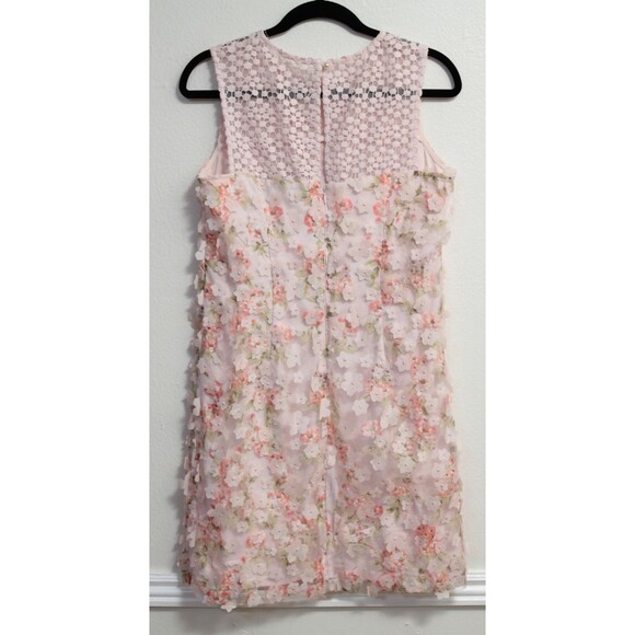 Karl Lagerfeld Paris Women's Dress Pink Appliqué Flowers Sleeveless Lined Size 6 - Picture 2 of 7